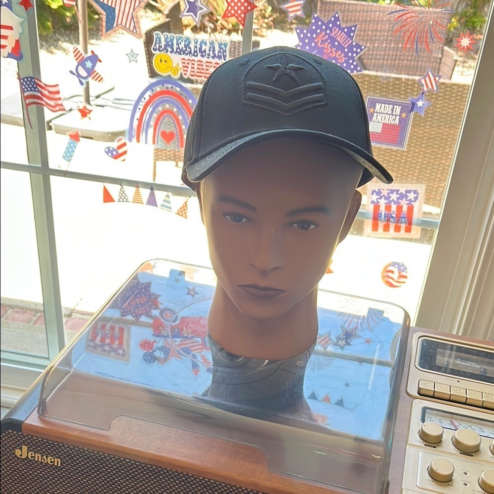 Black Cap with Embroidered Design